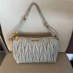 Miu Miu Gray Leather Shoulder Bag